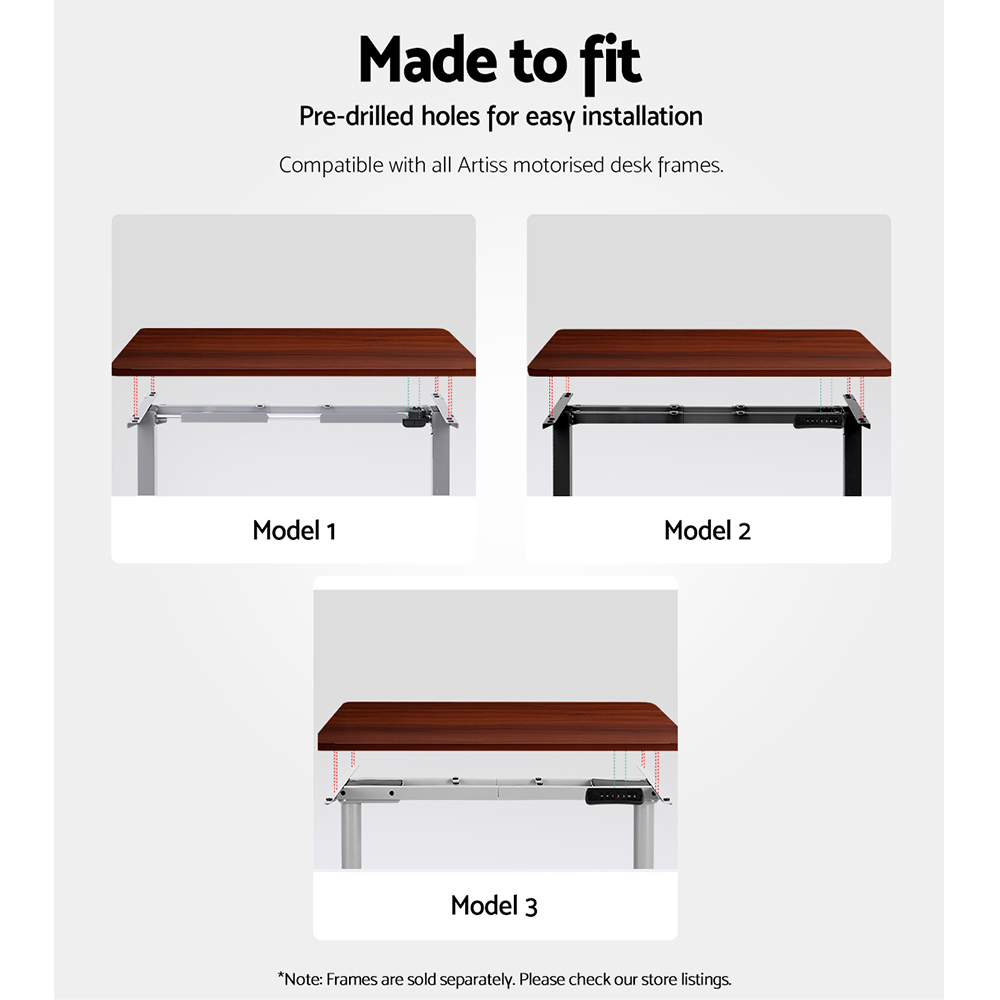 环保防刮桌面 140cm x 70cm 2.5cm厚 实木纹理 适配电动升降桌 预钻孔设计 易于清洁 安全圆角 多种颜色选择