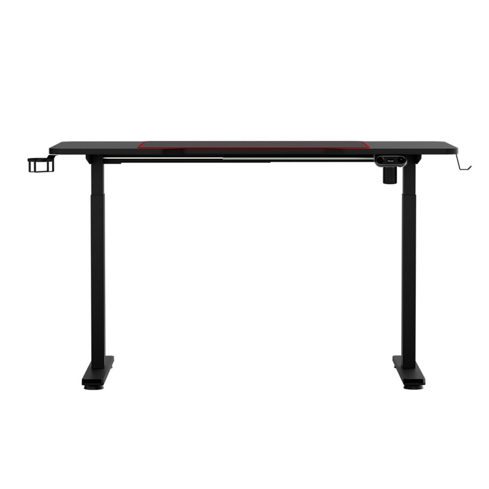 电动升降游戏桌 黑色 140cm x 60cm 办公家用 适合长时间游戏工作 现代设计 RGB灯 USB充电器 60kg承重