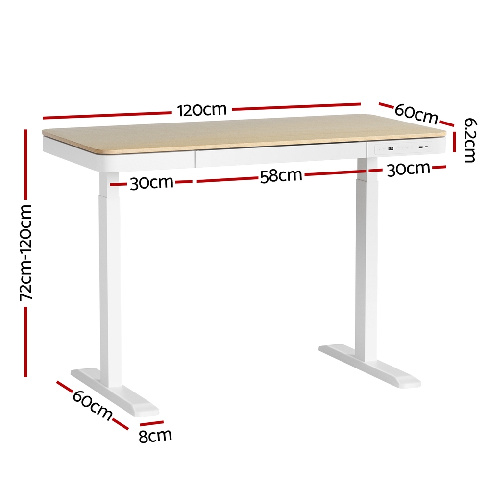 高度可调办公桌 白色 120x60cm 办公室健康坐立两用桌 适合改善姿势 减少疲劳 提高工作效率