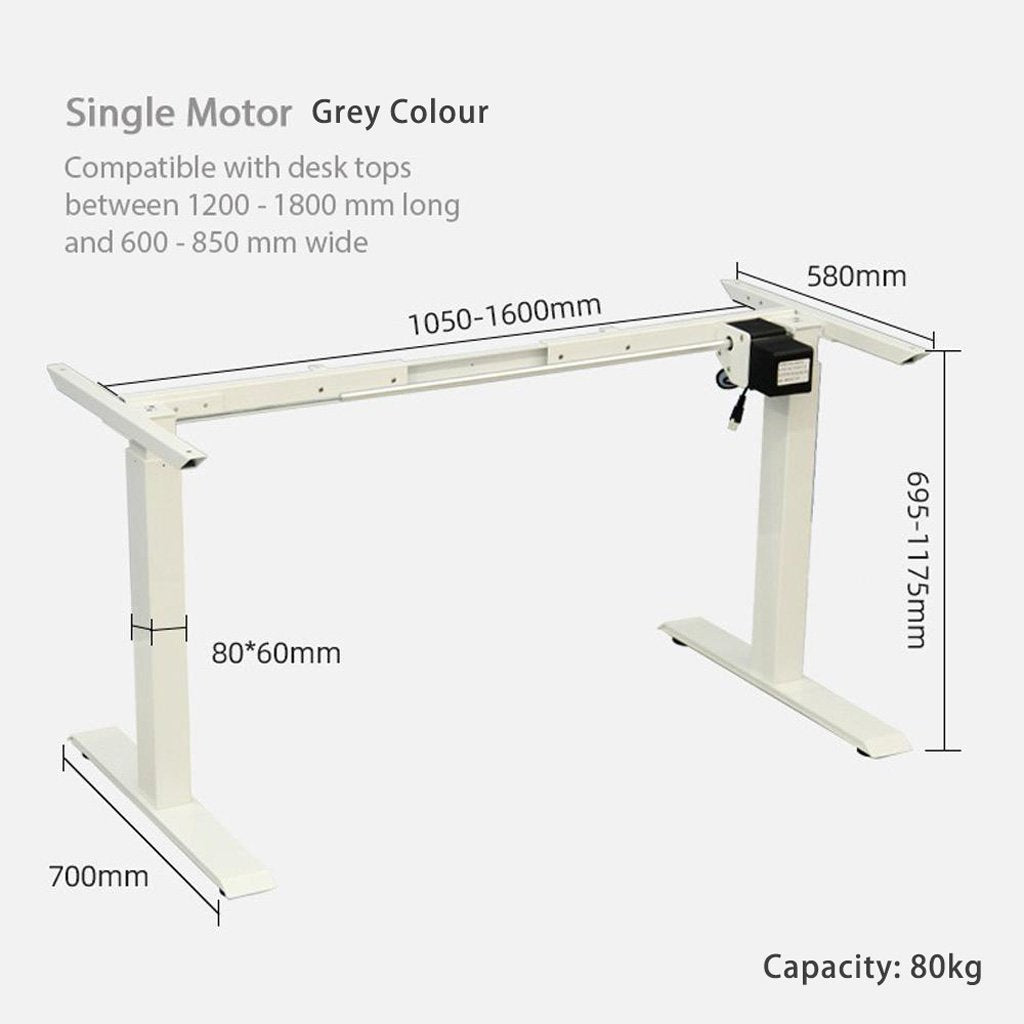电动升降桌框架可调高度静音设计适合110-190cm桌面承重120kg多种颜色选择适合家庭办公使用