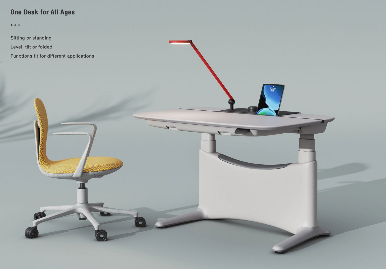 可调节升降书桌 适合小空间 家庭办公学习 Ergonomic设计 省空间 现代简约风格 白色 1200x720mm